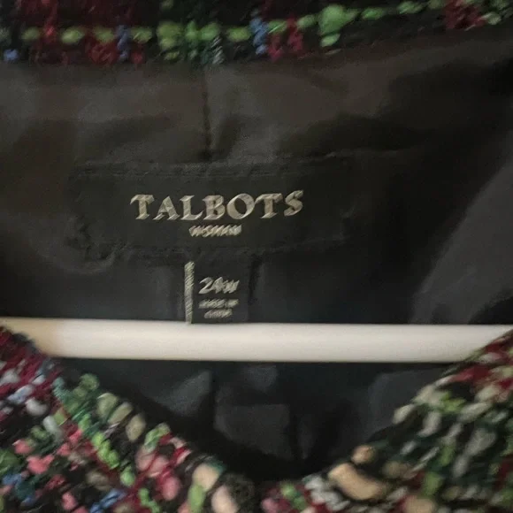 Talbots  Blazer Jacket Womens 24W Wool Blend Multicolored Tweed 3/4 Sleeve - Picture 3 of 5